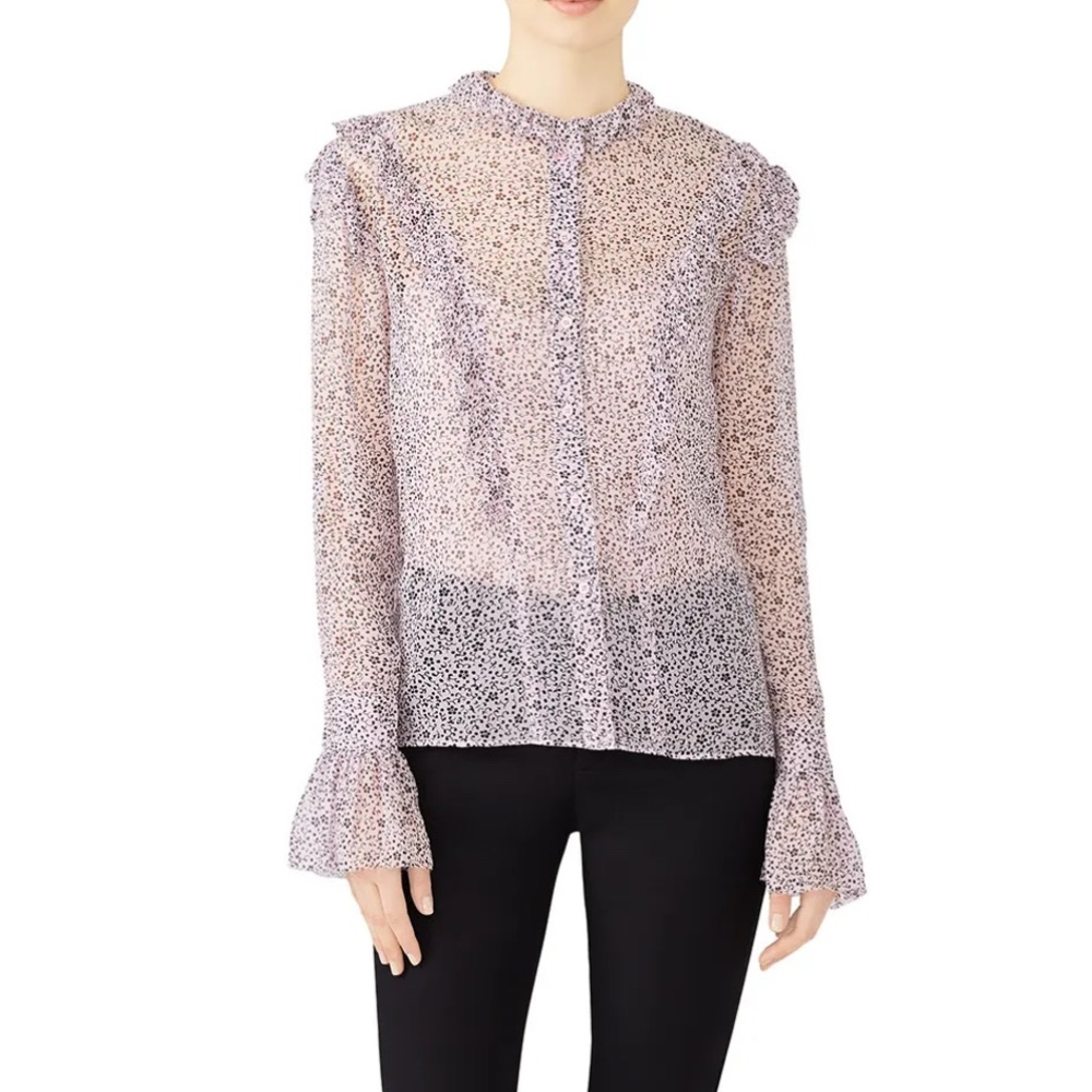 Zadig & Voltaire | Sheer Tweet Goa Lavender Ruffle button down Blouse